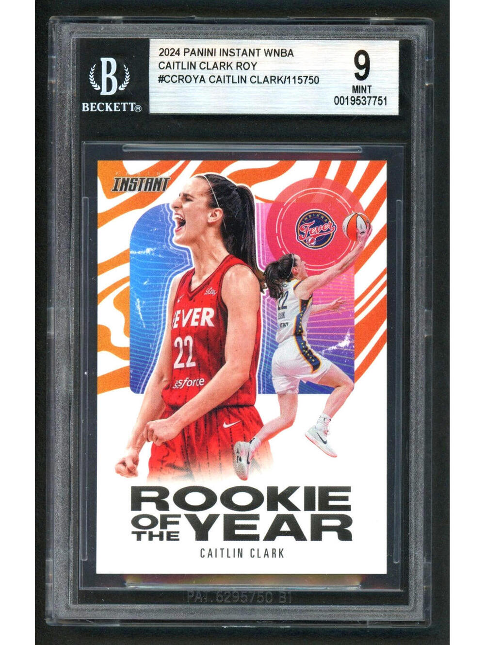 2024 Panini Instant #CCROY-A Caitlin Clark  Rookie of the Year ROY (RC) BGS 9 - Picture 3 of 4